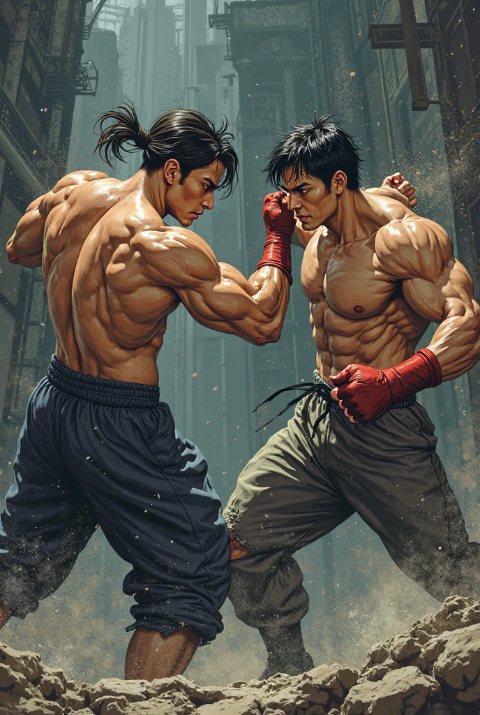 Bruce lee e Street Fighter e lutando no patios