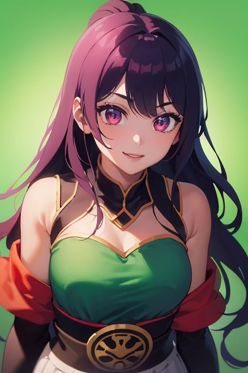 ((La mejor calidad)), ((obra maestra)), ((perfect composition)), ((Perfect anatomy)), illustration, high resolusion, perfect ilumination, (Dynamic Angle), (((limpio y limpio))), absurdos, (((limpio y limpio))), 1girl, only one, chizuruchankaihatsunikki, Madurado, rubor de cara completa, heart shaped pupils, Visor de besos, amar, pareja, Pov, primer plano, Reflejo ocular, purple hair, Cabello largo, clip para el cabello, Purple-red eyes, uniforme escolar, chaqueta verde, Falda plisada verde, (rojo_gargantilla), (femdom), encantador inexpresivo, [scowling], avergonzado, ((felicidad)), (Detailed description of the face), (Detailed description of the eyes), CG avanzado, amazing quality, Renderizado de octanaje, Mano del prefecto., lips