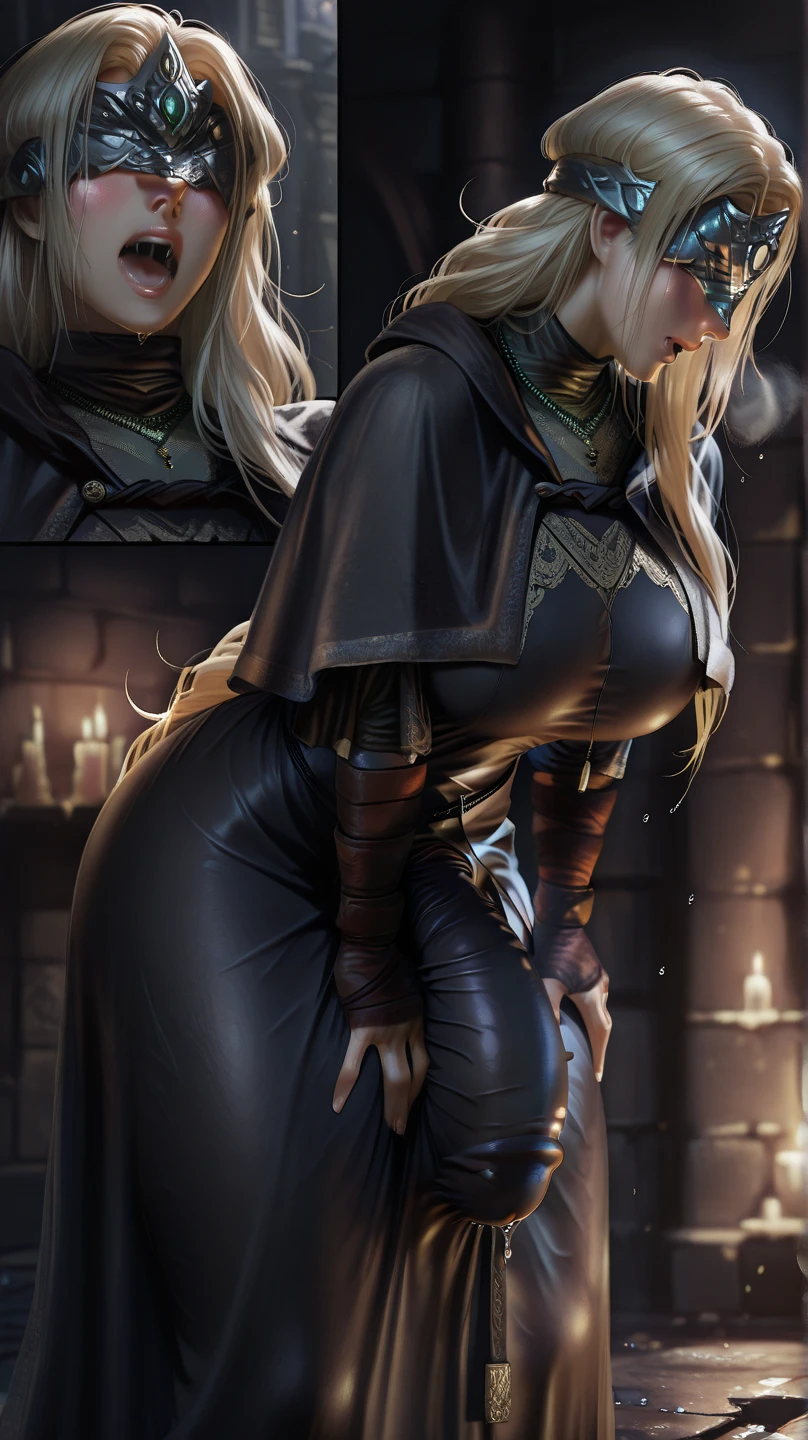 (((Solo character image.))) (((Generate a single character image.)))  (((Dressed in medieval fantasy attire.))) (((Very sexy facial expression.))) Generate a male fantasy character who is a good looking, handsome criminal.  He is a shifty and suspicious individual who is untrustworthy and somewhat sinister.  But he is a confidence trickster. Shoulder-length blond hair.  He looks like a dangerous man.  Handsome.  Intense stare.  He looks like a very sexy male villain for a fantasy setting.