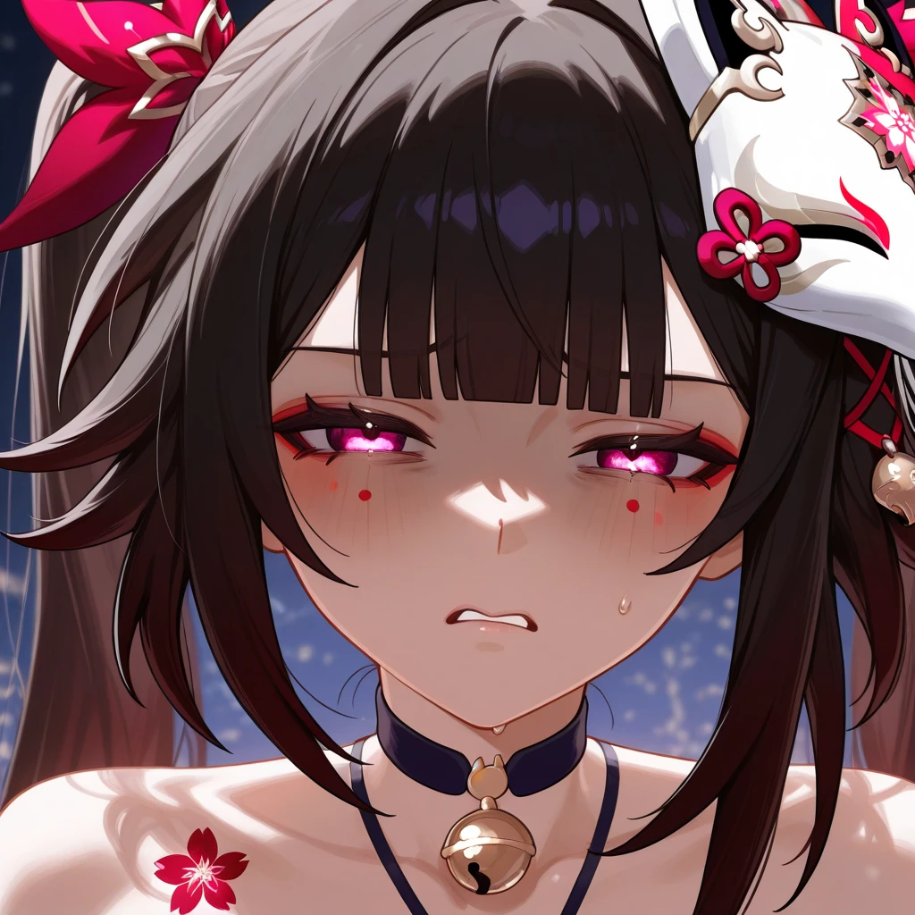 sparkle honkai star rail, Close-up shot of a face conveying intense skepticism, disgust, and judgment