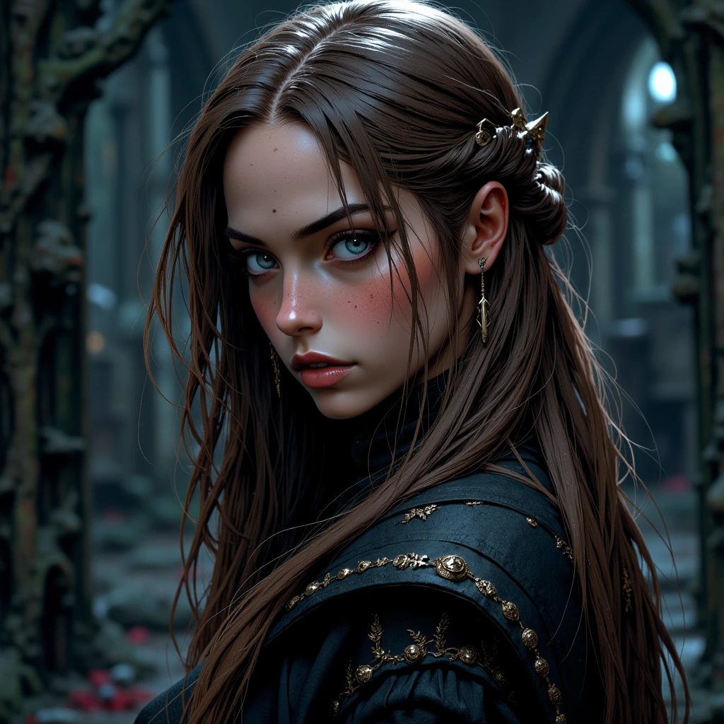 A portrait of a lonely beauty zombie girl alone in a crowd, alabaster skin, grunge suit, gangly background, dubious poses, perfect face, hyper detailed, Dead inside, green eyes, (extremely detailed CG Unity 8K wallpaper), the most beautiful artwork in the world, Atey Ghailan, in the style of Studio Ghibli, by Jeremy Mann, Greg Manchess, Antonio Moro, Intricate, high detail, Photorealistic painting art by Midjourney and Greg Rutakowski, Matte, Bryan organ, Unity 8K CG wallpaper extremely detailed, high detail, Photorealistic painting art by Midjourney and Greg Rutakowski, Matte, Bryan organ, Unity 8K CG wallpaper extremely detailed, High detail, Photorealistic painting art by Midjourney and Greg Rutzowski, Matte, Bryan organ, extremely detailed CG Unity 8K wallpaper, High detail, photorealistic painting art by Midjourney and Greg Rutakowski, matte, Bryan organ --auto --s2