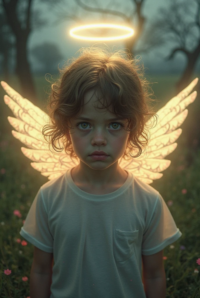 a close-up of a blonde child with long hair, Asas de Luz, BIG BALL OF electrified ICE IN HANDS. Smoke green.