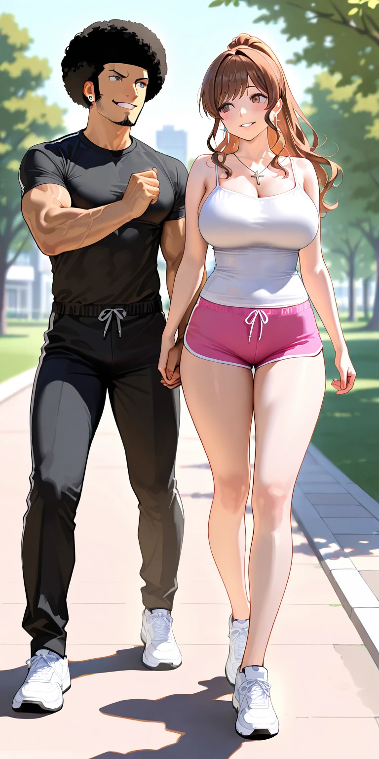 Drawing of a muscular man in short shorts with the bulk of his erect penis underneath and a 7-year-old brunette girl lifting her dress and showing off her cotton thong panties next to a tree in a park, comic drawing, inspirado por gary frank, pencil and ink, Estilo arzach de quadrinhos, inspirado em Tim e Greg Hildebrandt, comic shading, rough sketch, Desenhado no estilo de Mark Arian, desenho de quadrinhos, rafeal albuquerque arte em quadrinhos, David Baldeon Arte em quadrinhos, caracteres musculares