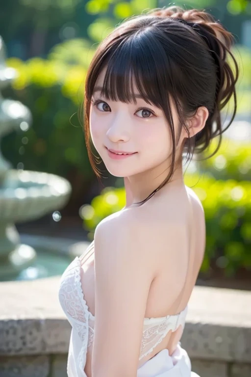 masutepiece, Best Quality, 8K, 8years old, Teen, Raw photo, absurderes, award winning portrait, Smile, Solo, (Night:1.8), Idol face, Delicate girl, Upper body, Digital SLR, Looking at Viewer, Candid, Sophisticated,Thin arms, Professional Lighting, Film grain, chromatic abberation, (Eyes and faces with detailed:1.0), (Kimono:1.1) , closes mouth , A dark-haired , drooing eyes , Average-sized breasts , Shoulder out