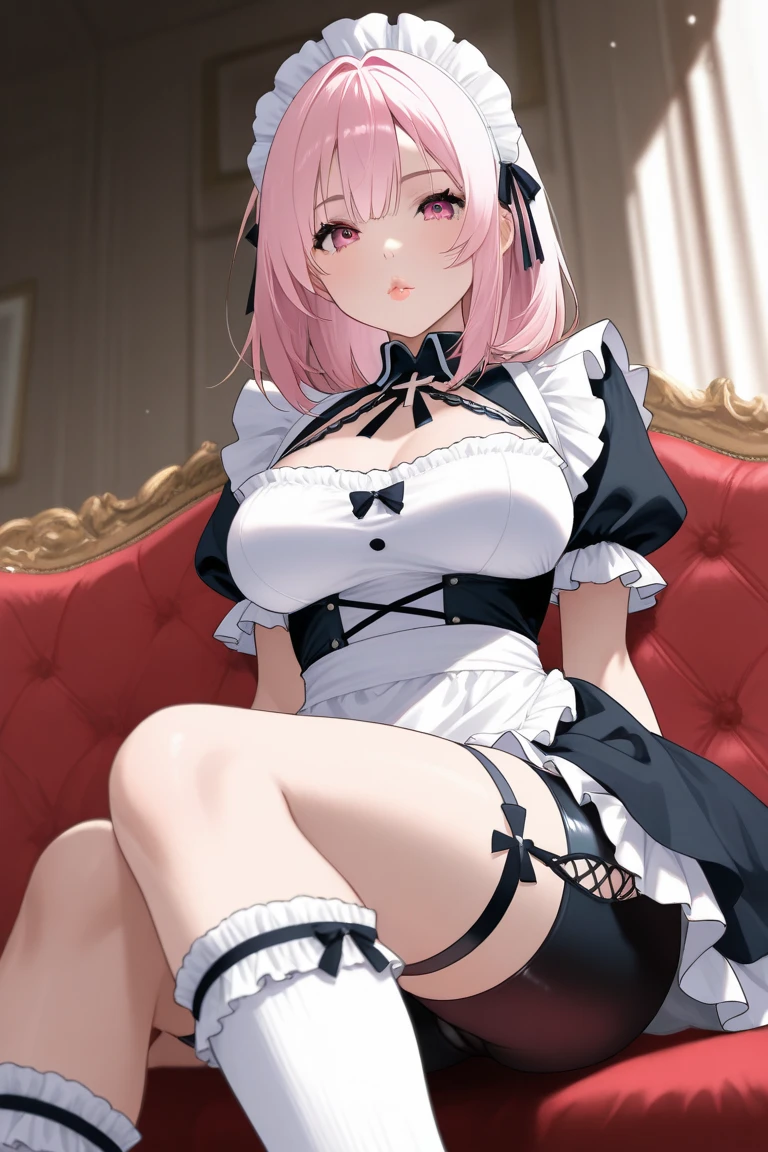 (masterpiece: 1.2, best quality), 3D, kitten ears, loli, thick thighs, drag clothes, big breasts,
