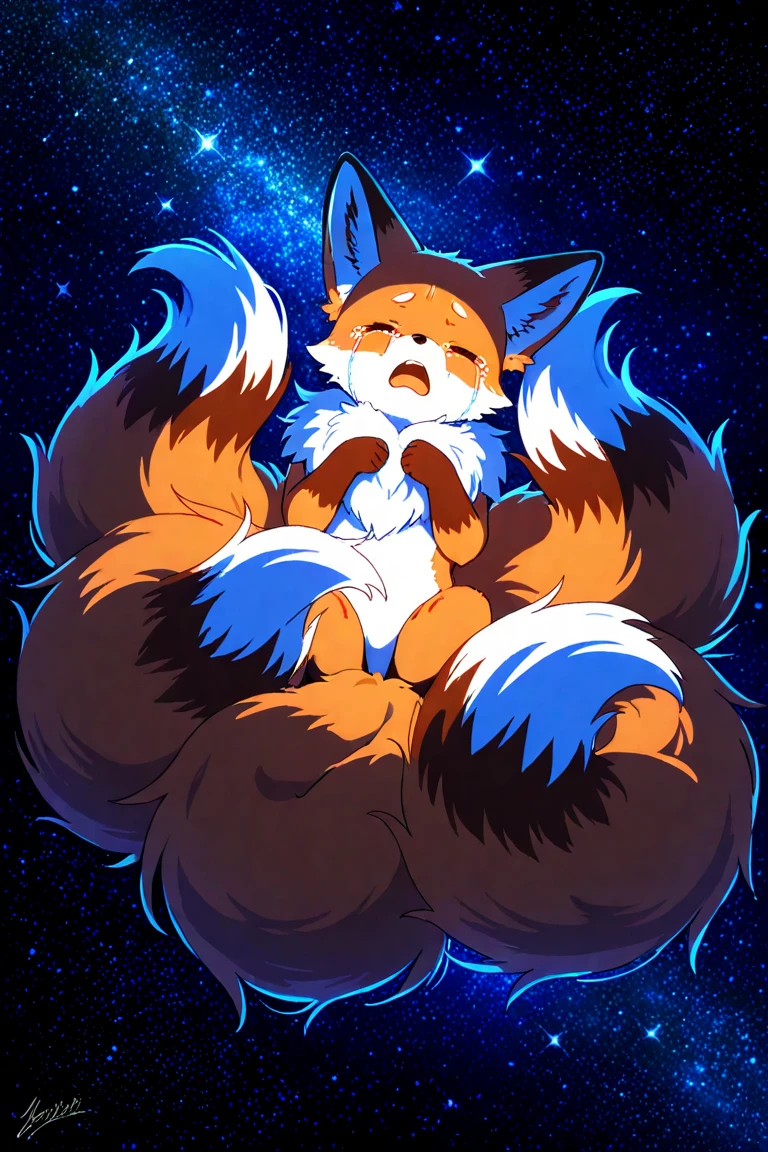 Anthropomorphic male canine, twirl tail, fullbody view, solo, on knees, digital art, different views, thigh high socks and arm warmers, penis, knot, cum, looking at viewer, one eye closed, tongue out, toon art style