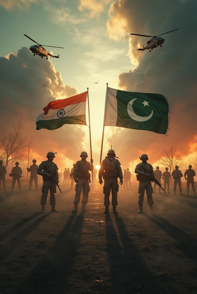 Create a picture of Pakistan defence day with the boarder of India and Pakistan 