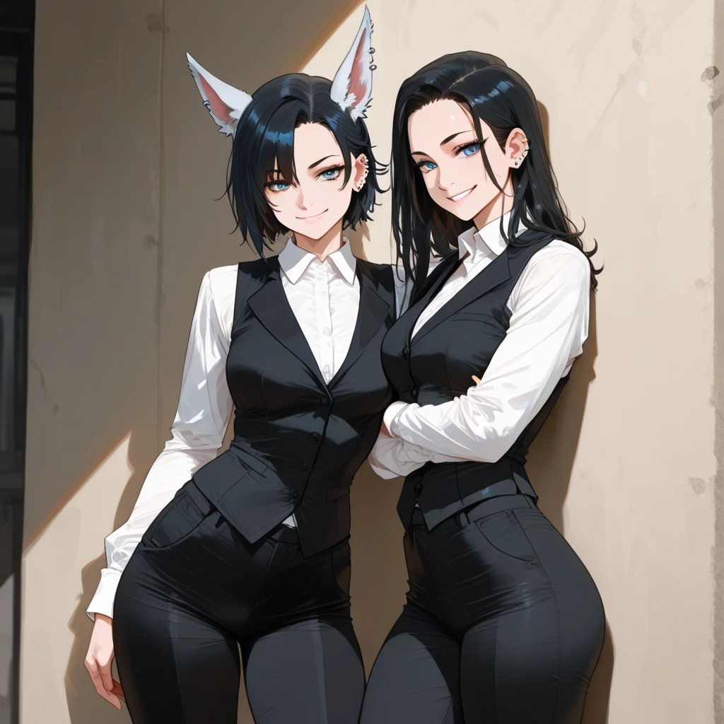 masculino, Anime Femboy, corto, tiene el pelo largo y blanco, tiene orejas de lobo, tiene cola de lobo, tiene ojos azules, usar pantalones cortos de mezclilla, medias de pesca hasta el muslo, Botas de combate negras, con sudadera con capucha negra recortada, pecho plano, Super Flat Chest, Femboy Only, solamente un femboy ((pecho plano)) (solamente)(solamente) solamente, solamente, caderas anchas, muslos de Thicc