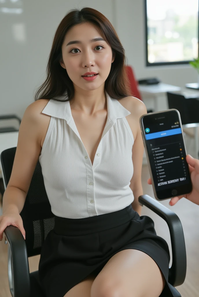 (dramatic angle)(Ultra high definition)(masterpiece)(Textured skin)(Very detailed)(high quality)(最high quality)(First Person View)(16k )Office Lady,1 person,Cute woman,,Black Hair,smile,naked