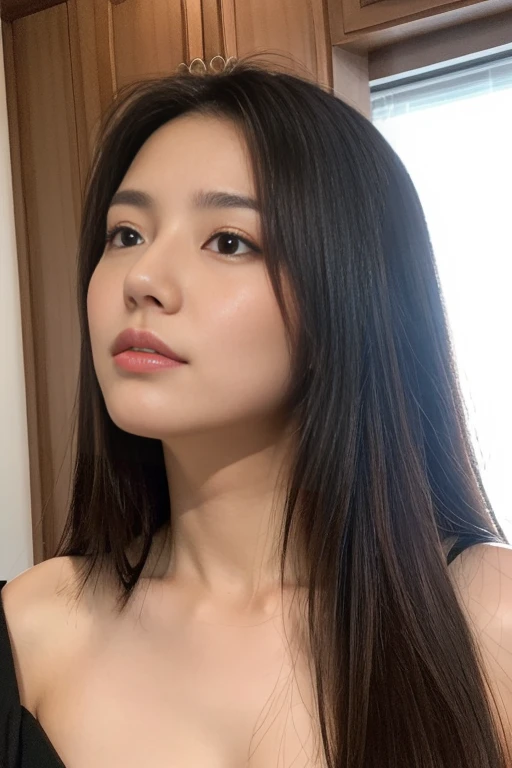beautiful young woman face chinese-thai in modern hotel