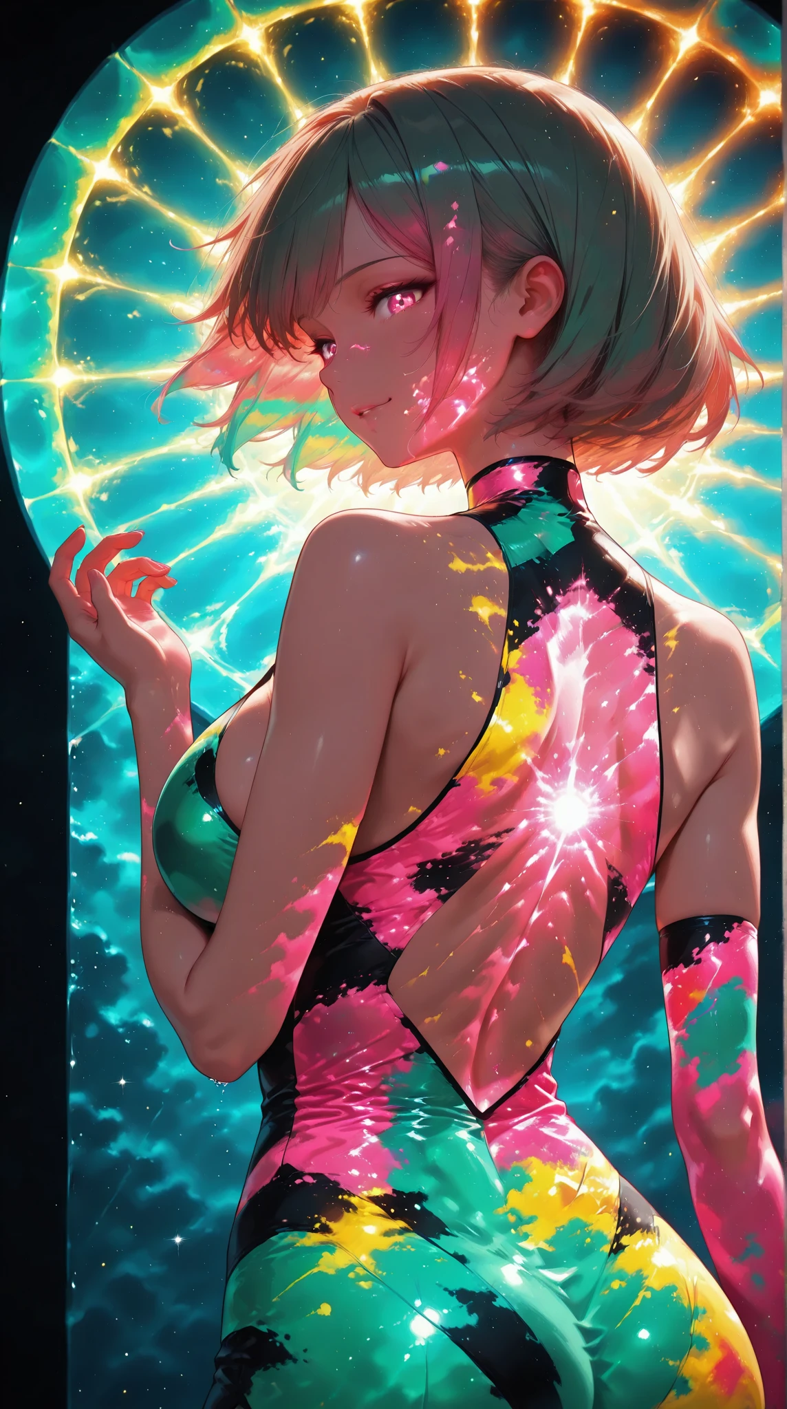 Best quality, masterpiece of A beautiful fantasy style painting of a beautiful nude woman who gradually transforms into a vibrant Rose, highly detailed, vibrant and colorful, colorful stardust, fantasy art style, cartoon vibrant, cute detailed digital art, colorful digital fantasy art, digital fantasy art ), glossy digital painting, pastel vibrant, cowboy shot or full body shot.