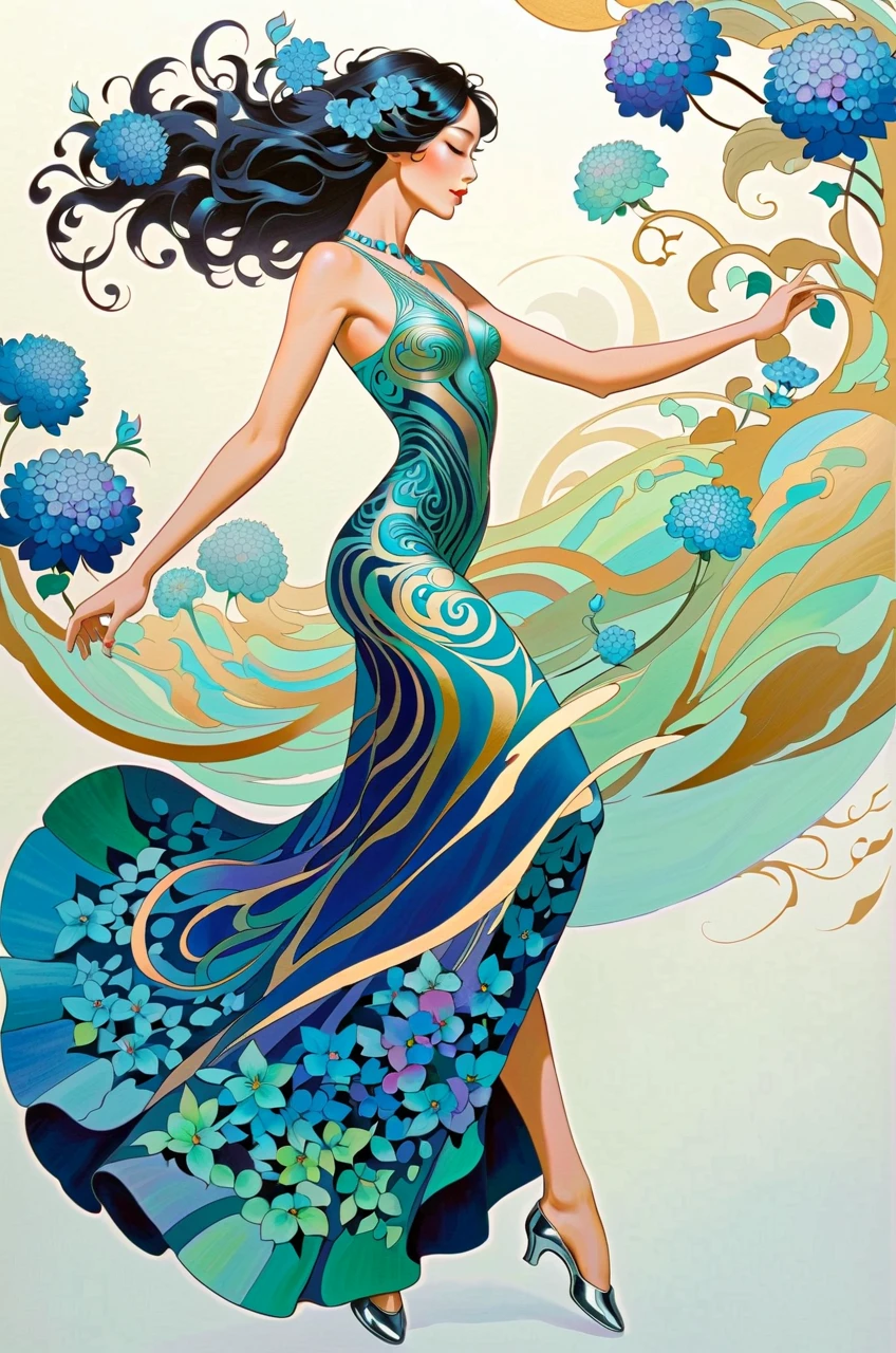 best quality, mastery, cabelo detalhado, Altas, (((Yunyun))) ,colar, ornamento de cabelo, (beautiful face), vestido azul, Olhando para o Viewer, cabelos azuis, Standing, (Acima da cintura),Medusa