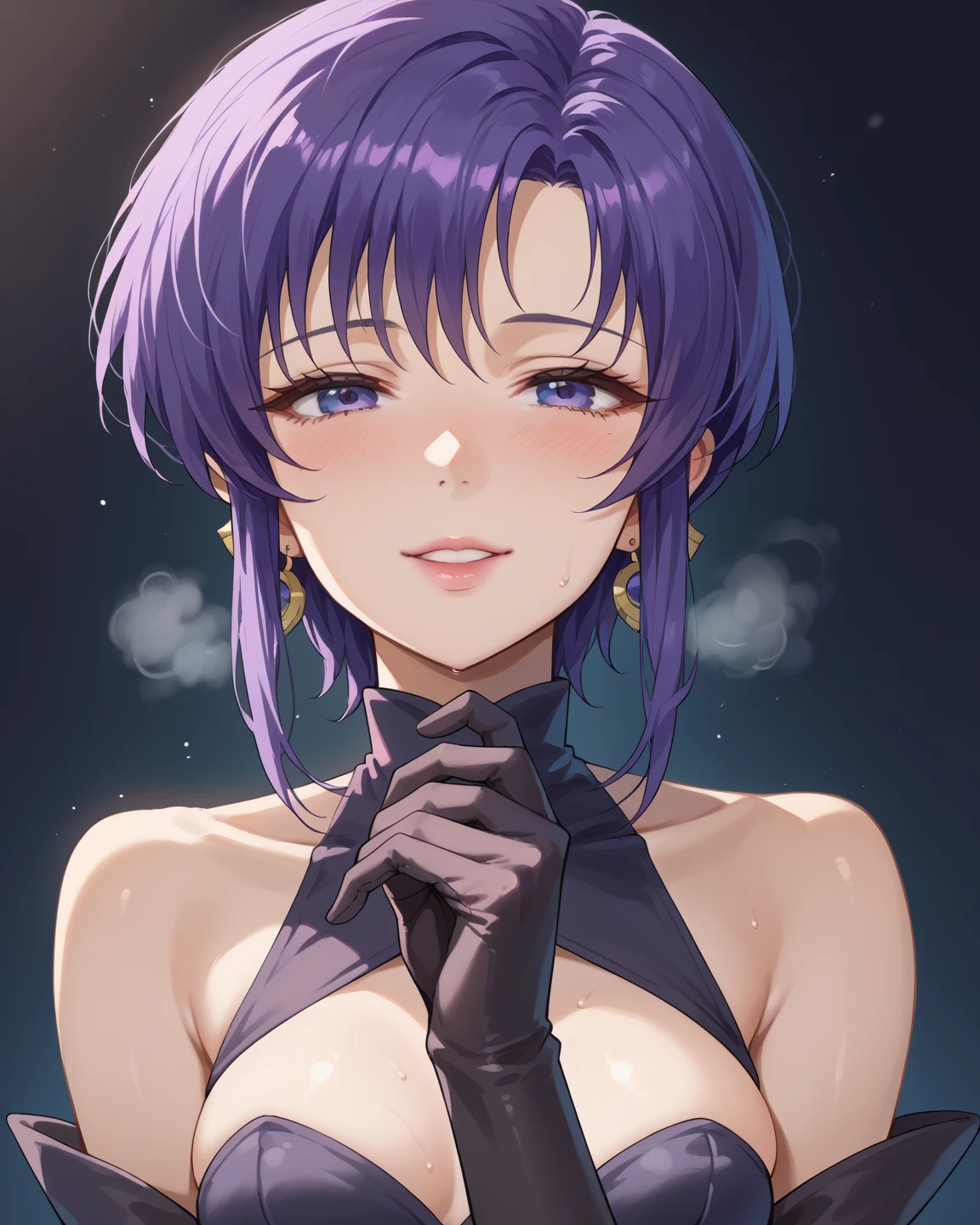 Motoko kusanagi, purple hair, cyber clothes, more mature