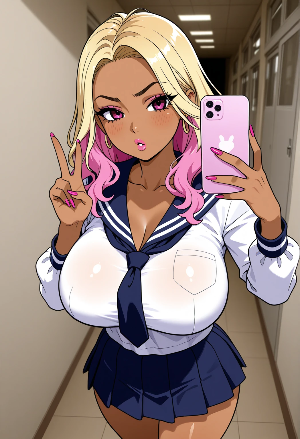 score_9, score_8_up, score_7_up, score_6_up, uncensored, Edora, yellow eyes, purple hair, long hair, horn, BREAK (masterpiece:1.2), best quality, high resolution, (beautiful detailed eyes:1.3), perfect lighting, (perfect hands, perfect anatomy), large breasts, sagging breasts, 1girl, breasts, penis, phone, nipples, cellphone, hetero, yellow eyes, tongue, skirt, smartphone, tongue out, shirt, uncensored, 1boy, jewelry, dark-skinned penis, cum, choker, blush, socks, open shirt, holding phone, holding, horn, huge penis, black socks, open mouth, pleated skirt, selfie, open clothes, sitting, bracelet, white shirt, interracial, black choker, testicles, erection, large penis, looking at viewer, solo focus, plaid skirt, loafers, earrings, shoes, medium breasts, blue skirt, plaid, breasts out, kneehighs, veiny penis, upper teeth only, collared shirt, short sleeves, teeth, kneeling, smile, veins, penis on face