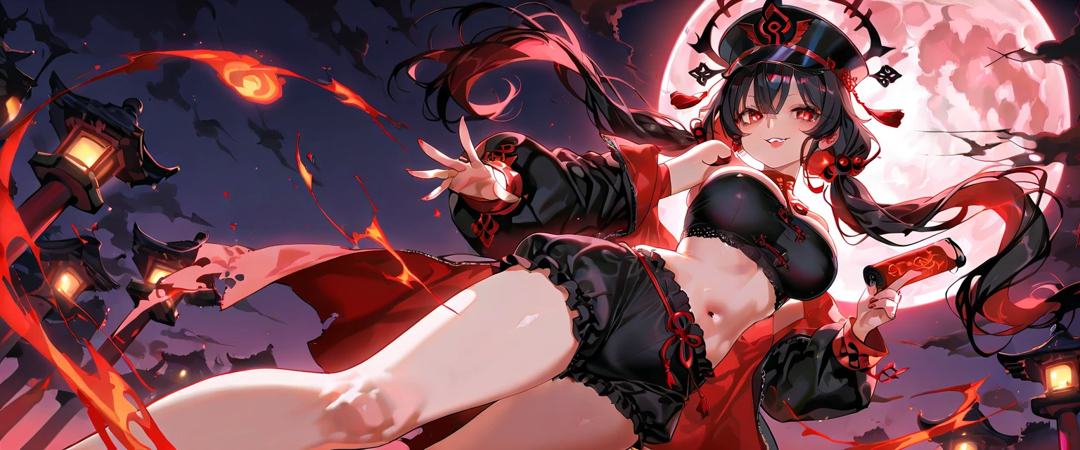 Exquisite eyes),(Clear and beautiful eyes:1.61),masterpiece, 1 young girl,(Black clothes and some red gems), Black long hair, (She has a huge red gem on her chest), Good Hand,((The Havoc of StarCraft)),full-body shot,Fighting Stance,(Red Eyes:1.466),short and small,(Very big breasts:1.35),(Pretty Face),(full-body shot:1.33),Beautiful hands