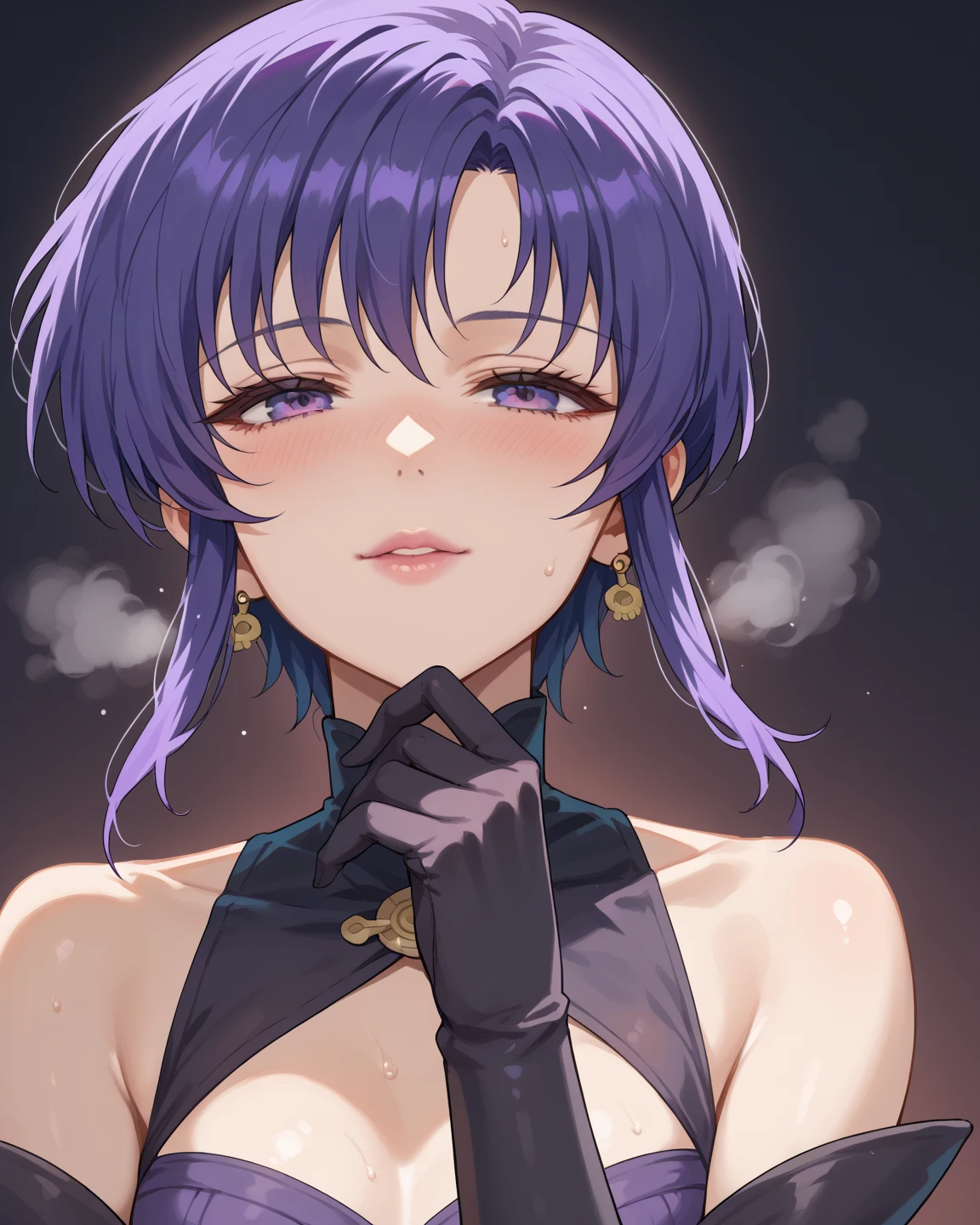 Mizore Shirayuki, short hair, deep v dress,