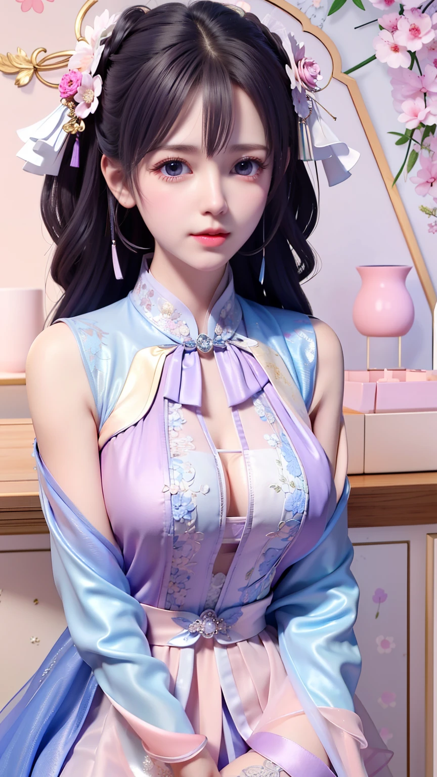 arafed woman in a blue dress with a red flower in her hair, ancient chinese princess, ancient chinese beauties, chinese princess, ancient asian dynasty princess, beautiful render of tang dynasty, a beautiful fantasy empress, chinese empress, palace , a girl in hanfu, ((a beautiful fantasy empress)), chinese woman, inspired by Lan Ying, traditional chinese