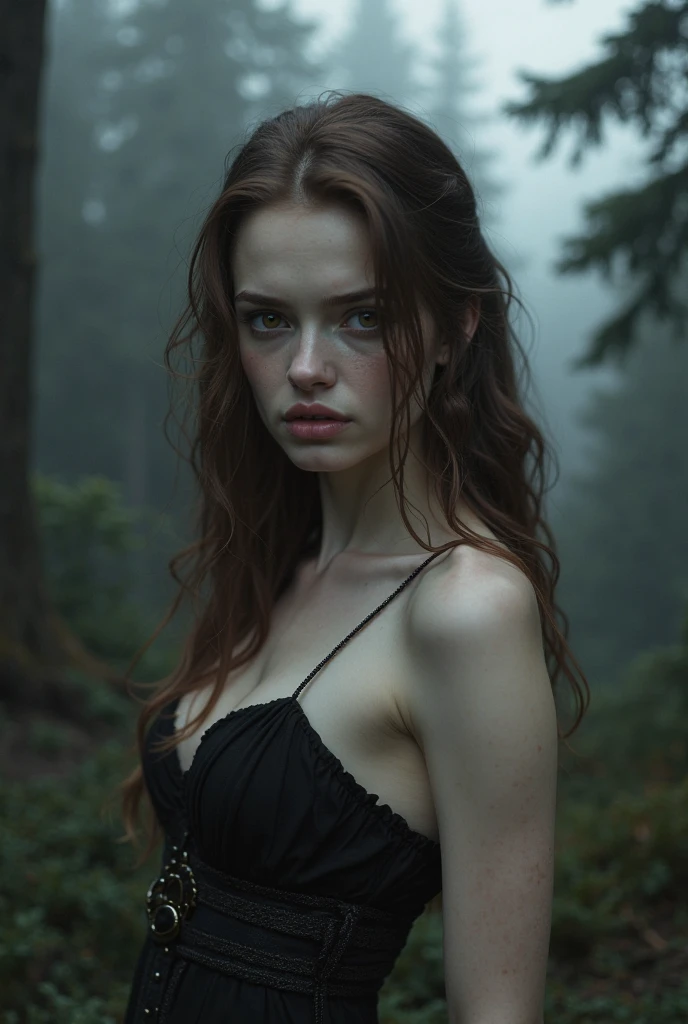 a beautiful young woman in a dark fantasy scene, incredibly detailed and photorealistic, 1girl, detailed face and eyes, long flowing hair, dramatic lighting, dark moody atmosphere, fantasy character, hyper realistic, trending on artstation, cinematic composition, intricate details, lush colors, dramatic lighting and shadows, masterpiece, best quality, 8k, ultra-detailed, realistic, photo-realistic, physically-based rendering, vivid colors, studio lighting