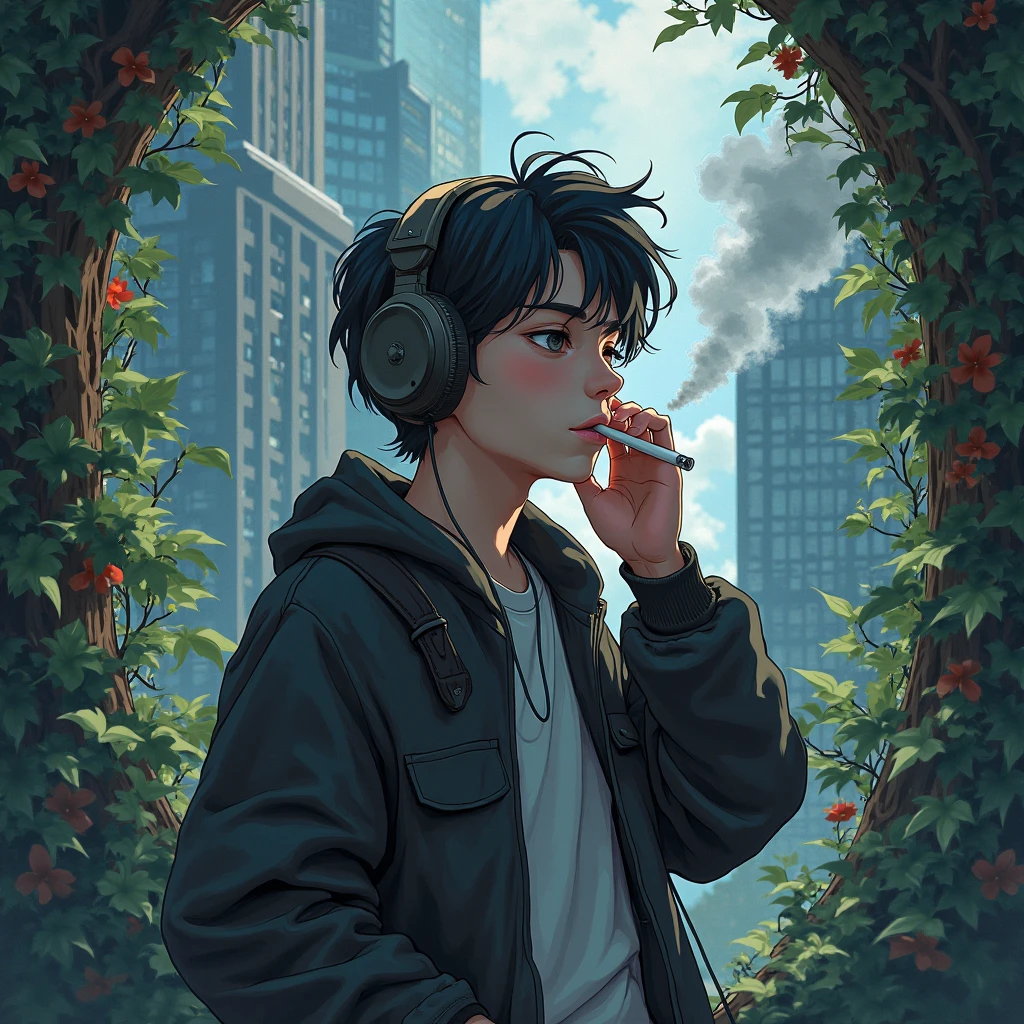 1girl、Nicotiana alata、An abandoned building、Hold a cigarette、smoking、Decadent、「I like solitude」、Nicotiana × sanderae、tegaki