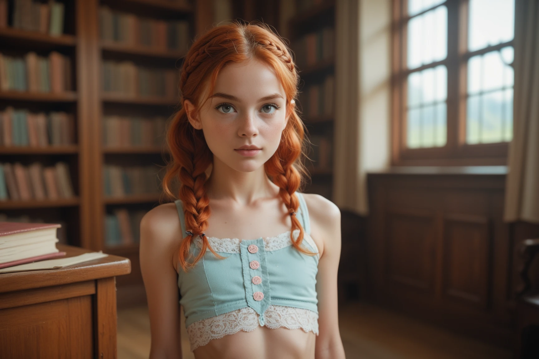 Young flat-chested redhead Hogwarts student.