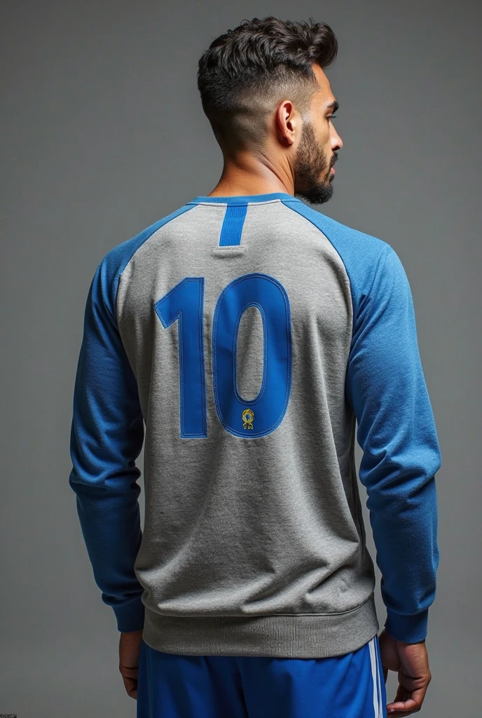 a character with a beard and sunglasses wearing an Argentinean shirt with angelic pants and blue tennis shoes turned back