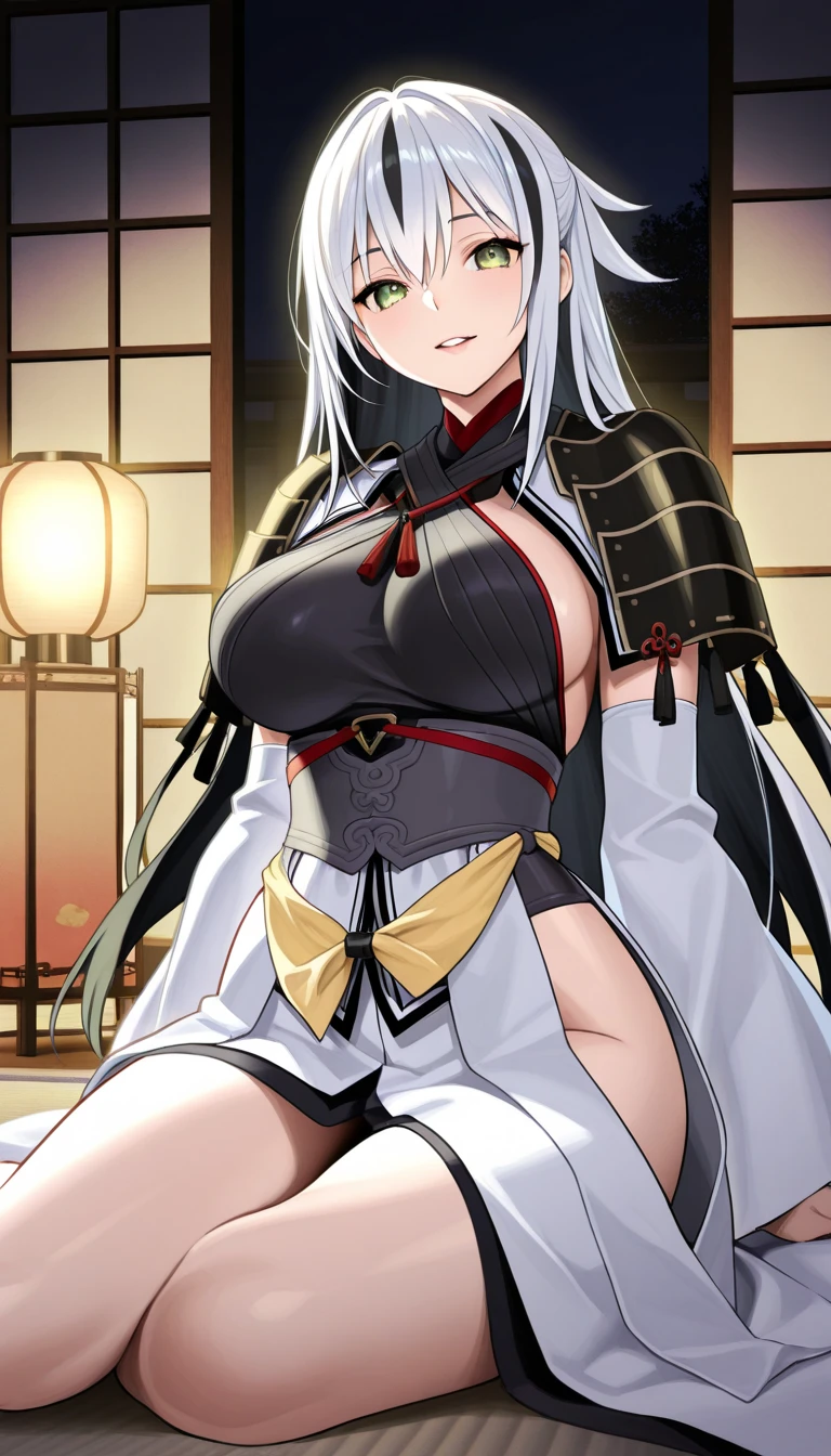 saint,elegant and charming,smile,in love,(Colorful Hanfu,Meticulous and beautiful design),black gloves,silver hair,blue eyes,See through transparent clothes,Stylish hair accessories,Transparent lace,Carving pattern,dress nicely,The background is an old Chinese palace.,inside the hall,elegant gesture,nighttime,Carved hanging boots,The details are amazing.,sacred magic,light particles,The face and eyes are exquisite and beautiful., big breasts,Show your breasts,The cracks are clear...,((big tits)),(pubic bone), rift, visible chest, ((bare breast:1.37)), I see bulging nipples.,(((large areolae:1.4,pink,The nipples are clearly visible.....))),
