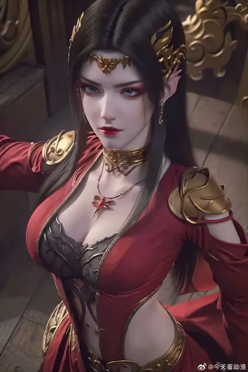 Medusa, milf, smile , forehead jewel, nude, Selfie, (((massive breast))), squating , hairy pusy,