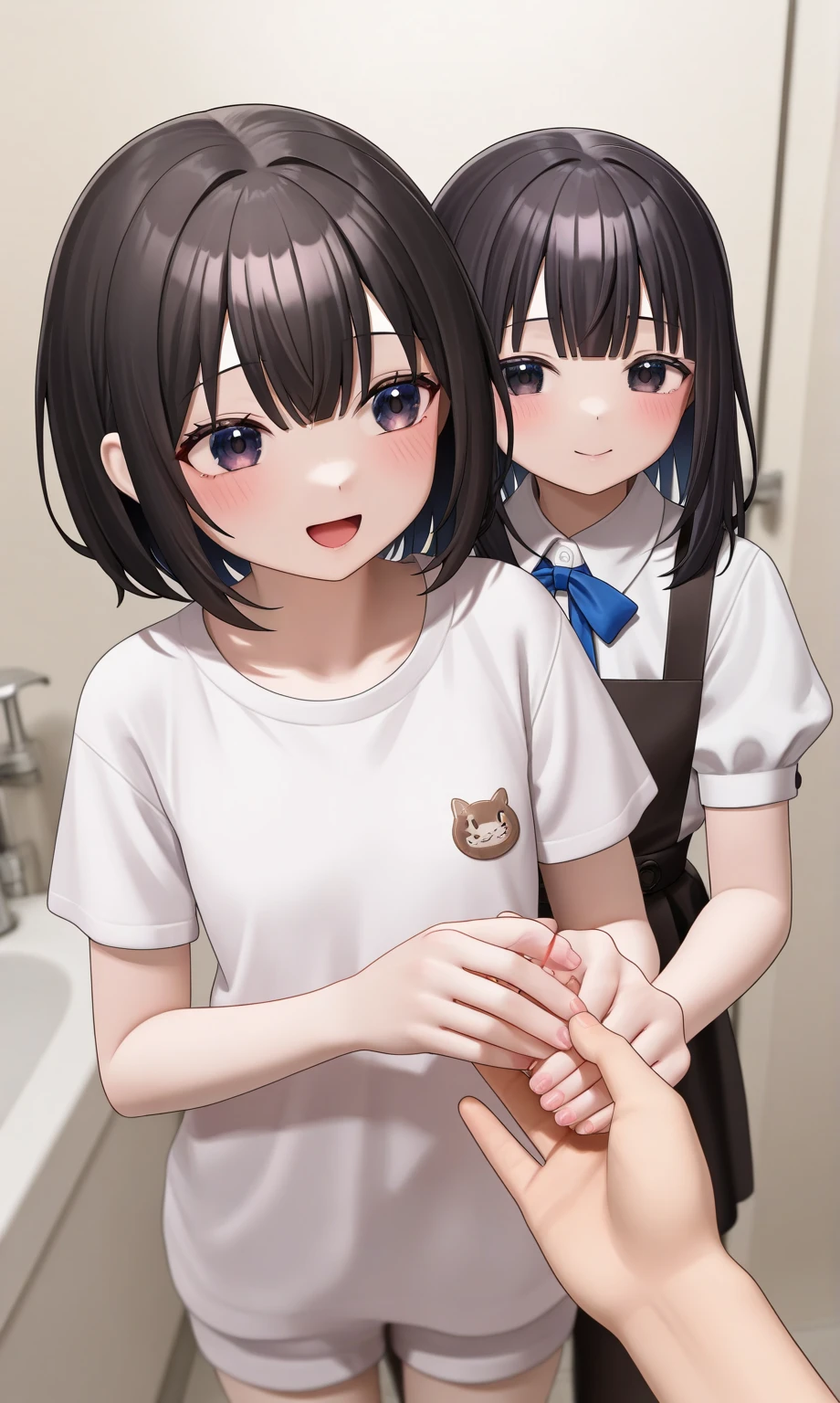 (baby:1.5), (absurdes, 8K, 4K, Tabletop, Extremely detailed:1.2), highest quality, Perfect Anatomy,Perfect Face,Look forward,High humidity,shortness of breath,High humidity,humid,blush, Black Hair, Hair ties, hair band, Outdoor, hair ornaments, Long Hair, Twin tails, (Sweaty:1.2), Embarrassing, (wet:1.2), (rain:1.2), (Oily skin:1.1), Nude, Browsing Caution, In the city, on the road, In the crowd, convenience store, (Very short stature:1.5), (cum body:1.6), (Two s are kissing each other:1.5), (Both eyes closed:1.3), A happy smile, (night:1.2), (surrounded by a group of old people:1.8), (orgasm:1.6), (Surrounded by penises:1.6), (Little girlide by side:1.3), (She is masturbating the penis in front of her.:1.5)