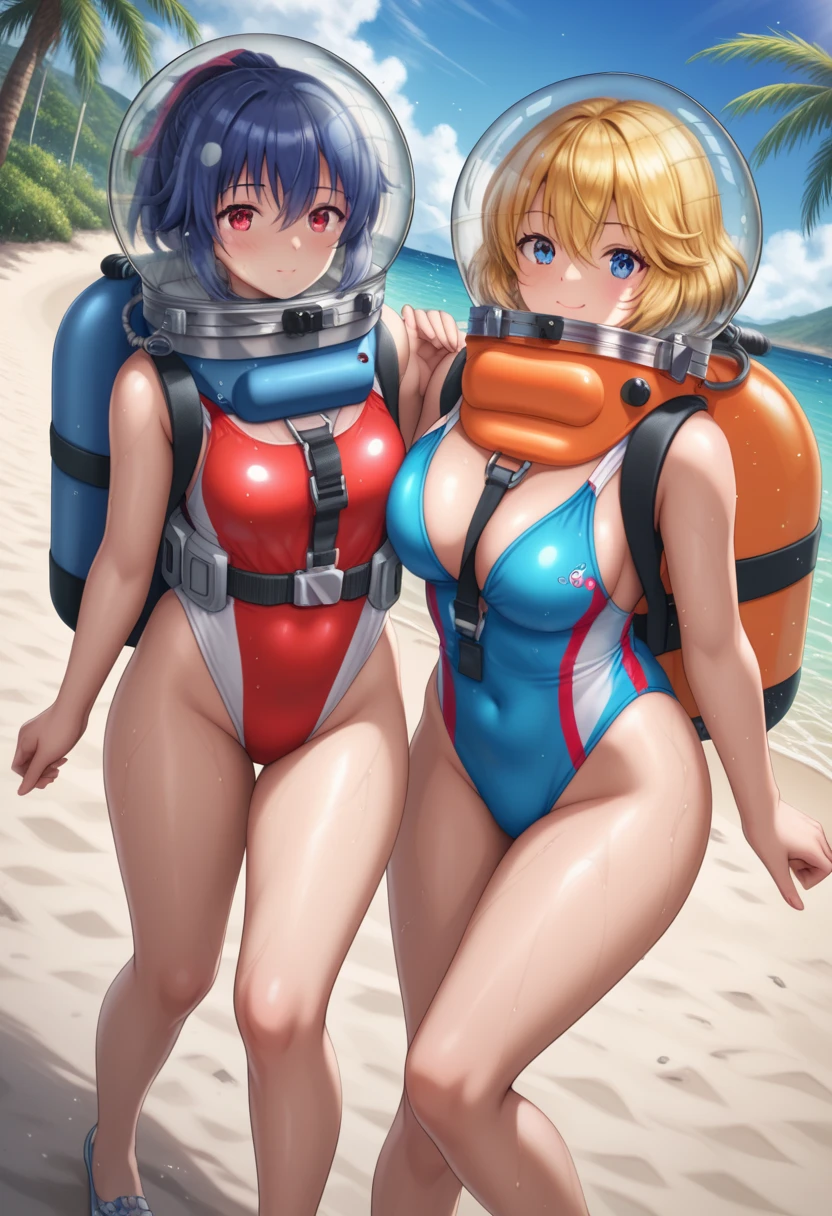 humanoid robot, 2girls, 1futa, blue hair, long hair, chinese ethnicity, robotic joints, black robot,medium breasts, cleavage, pigtails, bangs, white and grey skin, completely impaled, blue eyes, outdoors, beach, sunlight, day, skinny, lips, athletic, on back, girl on top, girl lying on futa, breast grab, hug from behind, short, blushing, sexy robot girl, pussy, deep penetration, robotic legs and arms, sitting on lap, vaginal penetration, penis, perfect vaginal penetration, impaled, futanari fucking girl,