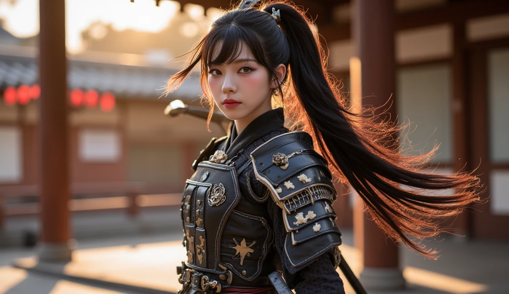 (close up:1.3), (8K, best quality, masterpiece:1.2), (Practical:1.4), RAW photos, best quality, Ultra-high resolution, Best shadow, (whole body:1), Heroine, Chinese Armor, Samurai sword, Massive stunning environments, fear, dark fear, Very detailed facial features, Beautiful and perfect face, Perfect eyes