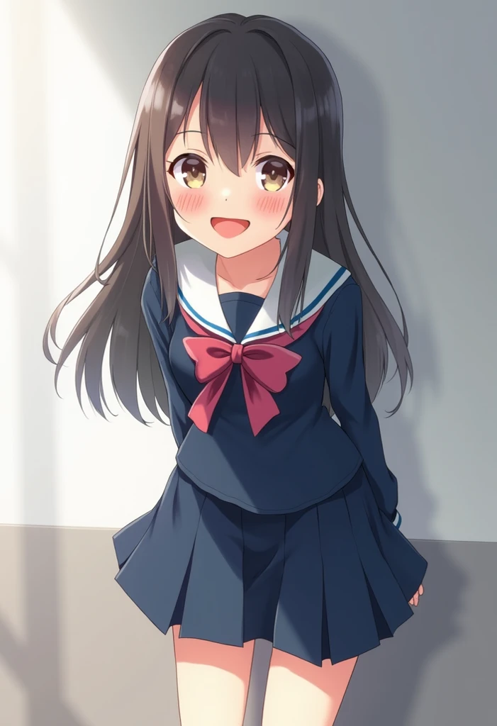 highest quality,wonderful,finely,extremely detailed CG Unity 8K wallpaper, (1 girl,black hair, blue eyes,double bun), (small breast:1.2), (sailor uniform:1.1), (open mouth:1.2), (long tongue:1.2), (mouth drool:1.2), (black stockings:1.1),(Thighs),(constriction),(standing:1.2)
