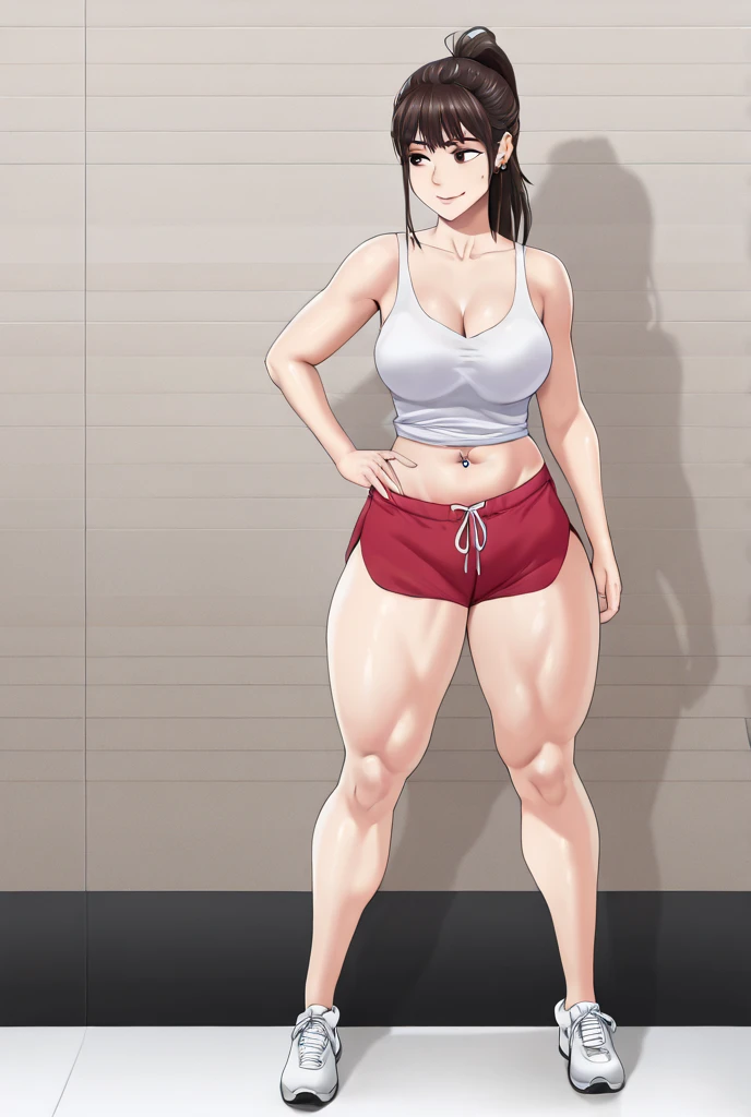 (1 girl), Alone, (Rubi Hoshino), (((Very sexy black bikini))), {{{stand}}}, wearing black high heel shoes, Toned thighs, muscular stomach, slim body, arms thin, wide hips, thin waist, big butt, medium breasts, at school in the classroom, (((in a bad mood))), (with hands on hips), (pink blonde hair), white star-shaped pupils in the left eye, eye reflection, glowing eyes, anime, anime style, cinematic lighting, ray tracing, panorama, Sony FE, hard drive, master piece, accurate, anatomically correct, Super Detail, high quality, ultra-high resolution, hard drive , 16k
