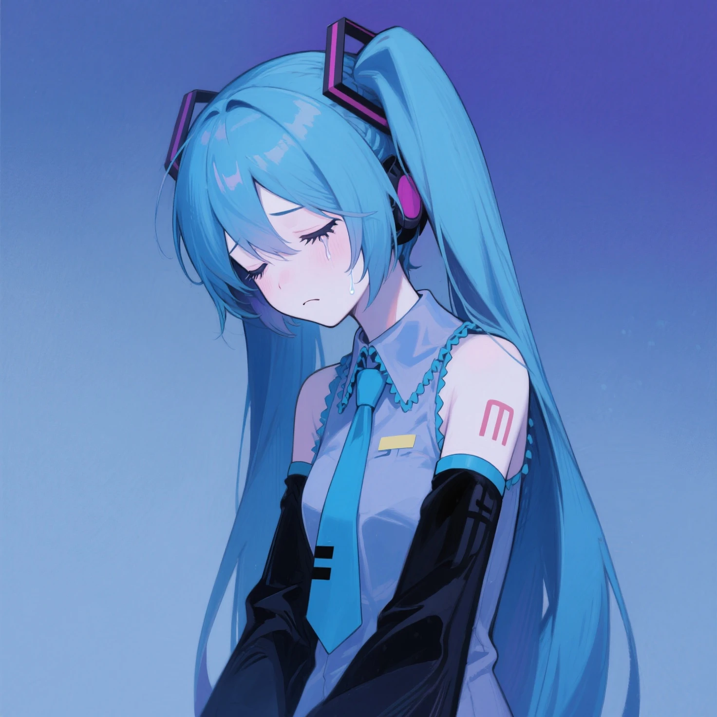 Hatsune Miku as a sleeping on a cloud、Starry Sky