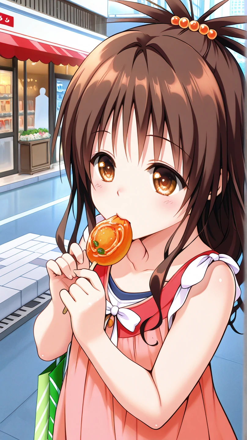 Highest quality, masterpiece, High resolution, alone, {inazuma_Fleet Collection}, brown_hair, Folded_ponytail, brown_eye, length_hair, Open_mouth, smile, ,((Flat Chest, Small breasts, flat chest)),