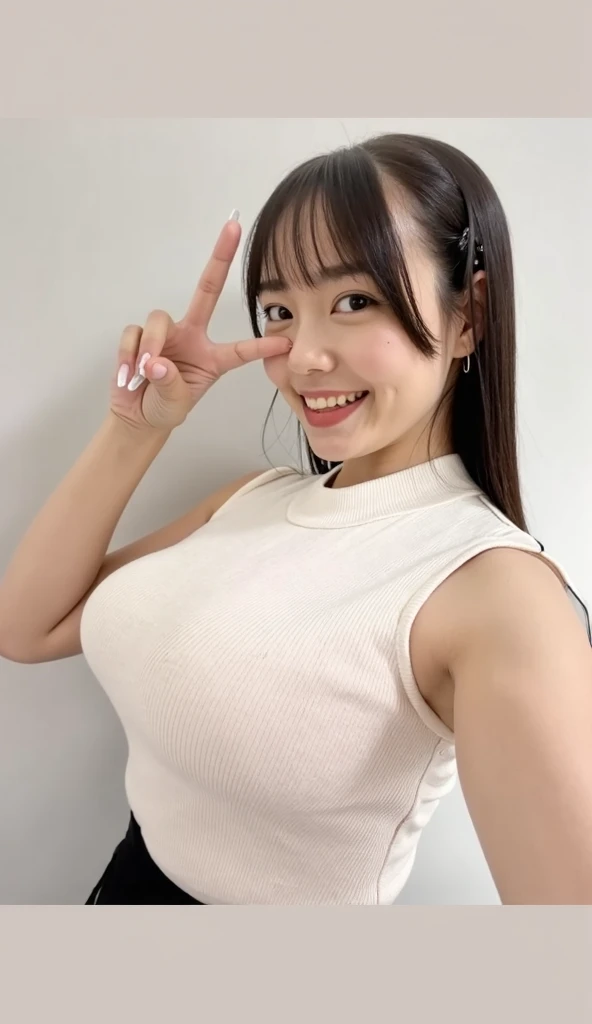 NSFW,1girl in, cute little, kawaii,(A smile:0.9),(Dimples:1.2), sixteen years old,, big breasts thin waist,wide hips,straight haired, shorth hair, Black eyes, white fine skin,small mouth,Thin, sexy pose,(cleavage of the breast:1.2),(huge udder:1.5)
ultimate_Beautiful_girl、white clothes、Nipple protrusions、cameltoe
