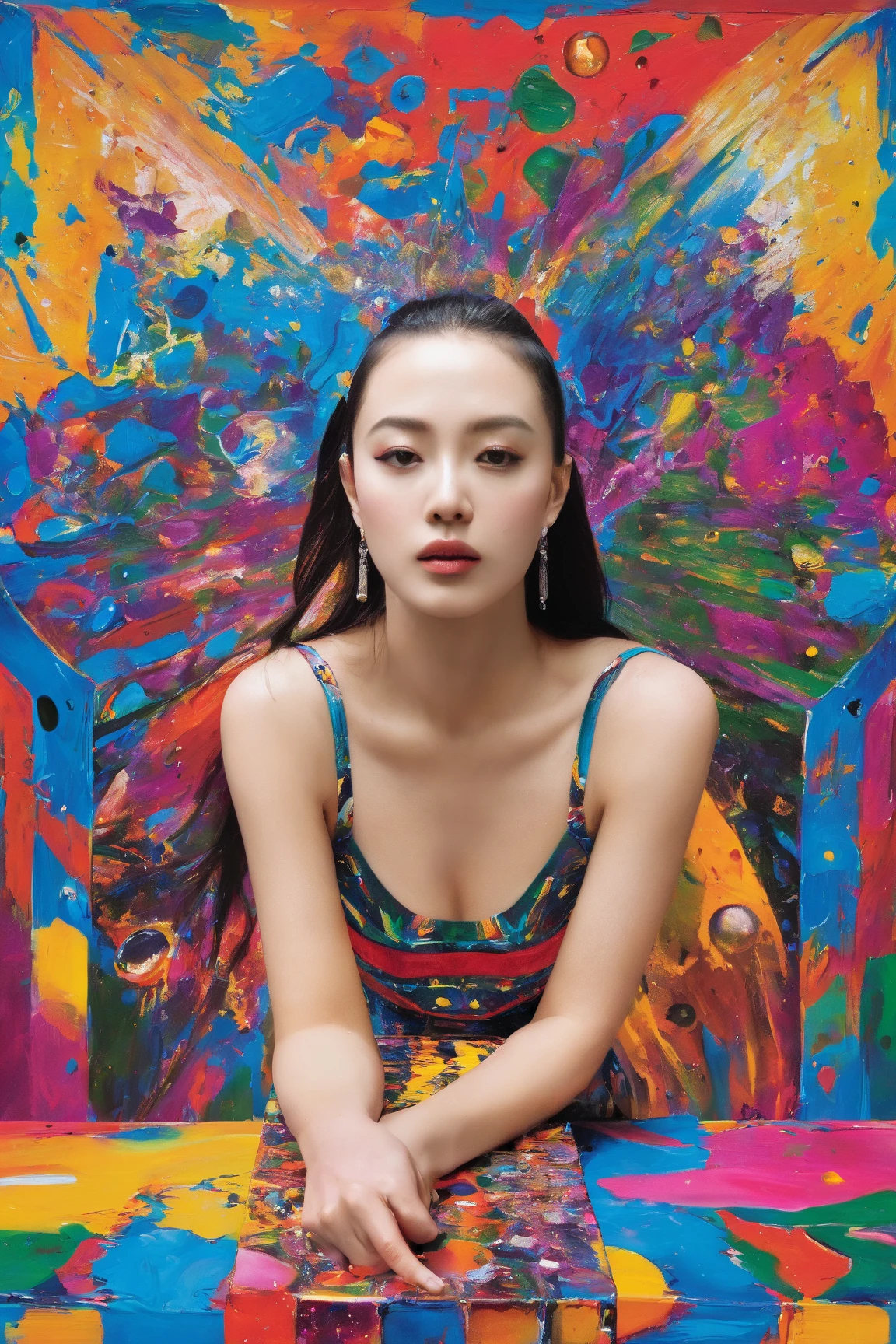 masterpiece, best quality, 1girl, closed eyes, upper body, splashing, abstract, psychedelic
, <lora:Moral boundary_yan:0.9>