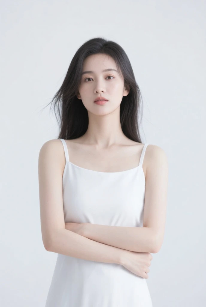 femele、Arms restraint、Beautie、white tank tops、Black pants、