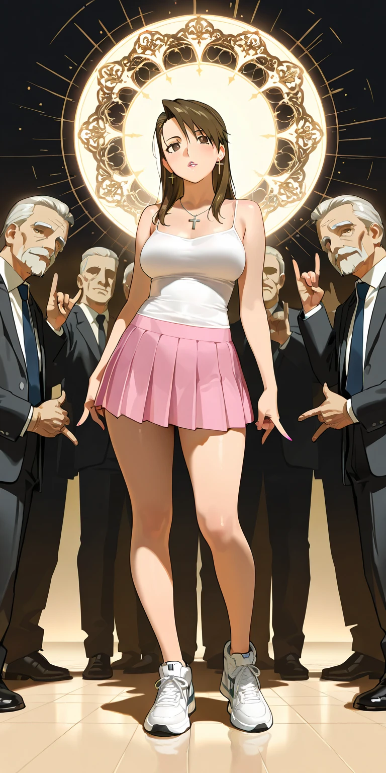 masterpiece,Highest quality,1girl,alone,blonde hair,for sale,slave,slave auction,auction,audience,crowd,nude,price tag,cage,