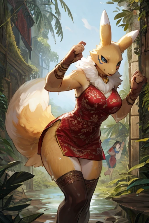 score_9,score_8_up,score_7_up, score_6_up, score_5_up, source_anime, renamon, naked, female, standing, naked, rear view, posing seductively