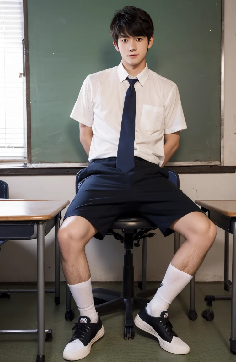 Hot latino male at school in his underwear while his male teacher is undressing while looking at him