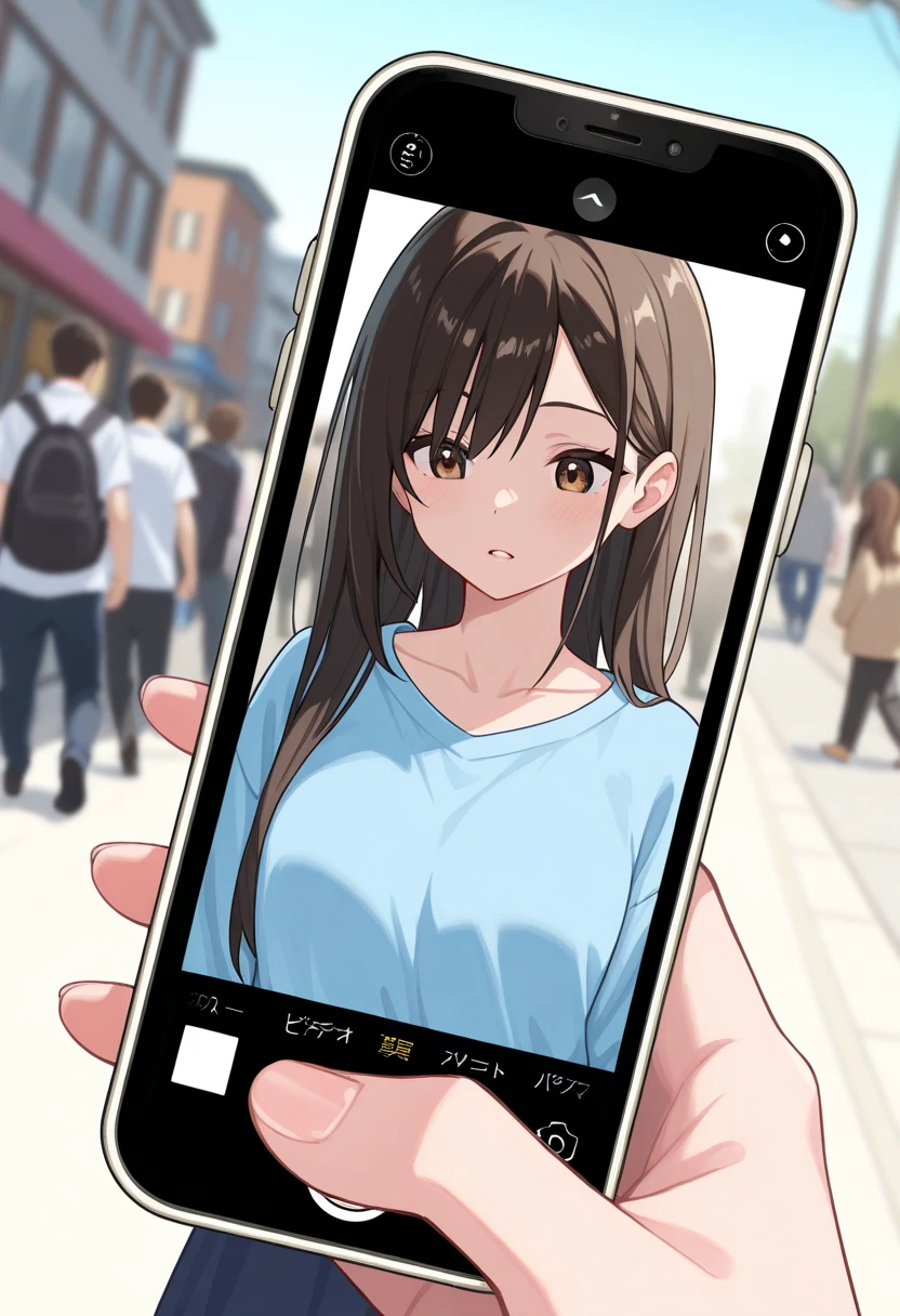 (masterpiece,best quality),ttsmartphone,1girl, cellphone picture,clothing cutout, nude,<lora:tt_smartphone-000012:1> ,standing, walking, smile, ntr,city,business suit,
