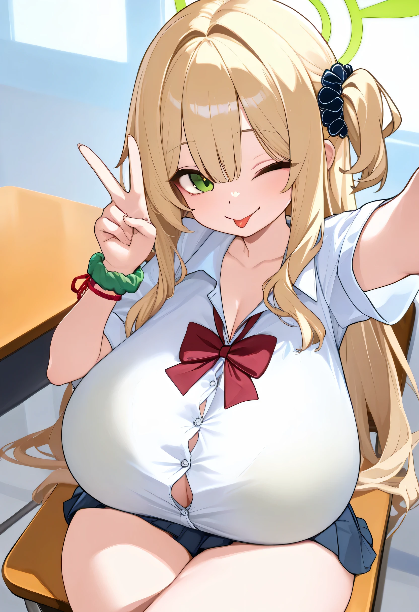 masterpiece, highest quality, High resolution, 1 girl, alone, long hair, blonde hair, double good, drill hair, brown eyes, , green bow tie, white shirt, sweater vest, yellow vest, short sleeve, plaid skirt, green skirt,lying down,dim,bedroom,(huge breast),full bust,busty,(round breast:1.4),cleavage,(thin waist:1.4),slender,(narrow waist:1.6),(thin waist:1.4),toned stomach,((shirt lift)),(show off bra),(joy,Estrus),((colored bra)),((shiny)),oily,(from below:1.3),looking up,breast close-up,crush one's chest,frustrated,Pulling up his shirt,belly button