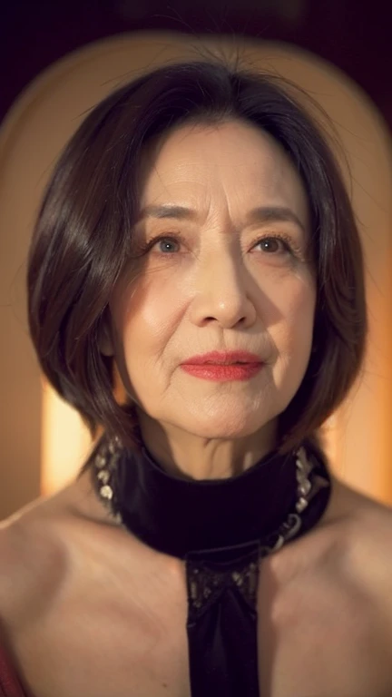 masterpiece, ((Great Focus)), 32K, Beautiful finish, Beautiful mature woman, Beautiful mature woman, 70-year-old woman, Dutch Angle, Remove Background, Cool look, Red lips, Thin lips, Alluring, round 1, Light from the front,