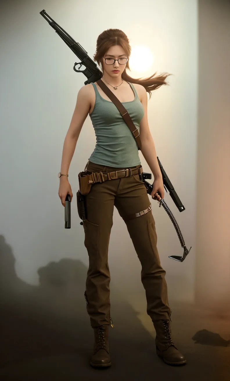 Funko pop girl figurine, Ellie, The Last of Us, made of plastic, product studio shot, on a white background diffused lighting, centered, Bloom