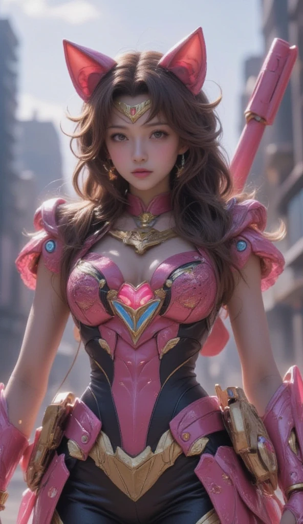 Highest quality,masterpiece,Ultra-high resolution, Very detailed, 8K,a beautiful Japanese woman:1.5, ((Crucifixion)), Small face,((クロスにCrucifixionにされた女性:1.5, Breast Augmentation Surgery)), (Detailed pink magical girl heroine jelly costume:1.5), Very pleasant look:1.8