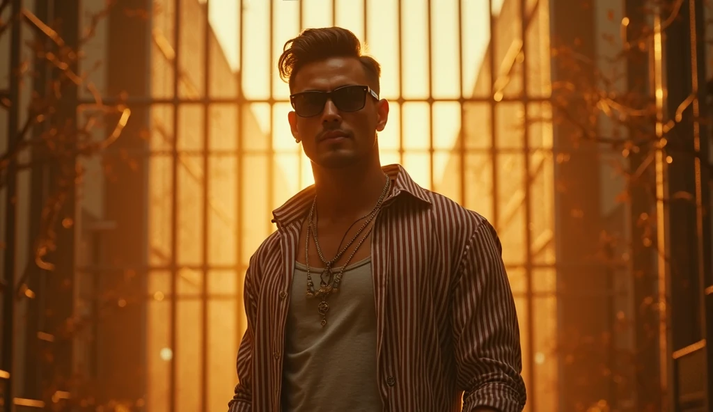 "The blonde man with an all-American look stands confidently in the center of a vibrant nightclub, holding a tropical drink in his hand. His short, sleek blonde hair is meticulously styled, and his distinctly American facial features—strong jawline, sharp cheekbones, and piercing blue eyes—are captured with extraordinary detail, embodying the charisma of a Hollywood star. He is dressed in a crisp white shirt that subtly catches the light, and a stylish bracelet on his wrist adds a touch of sophistication. Red gamer sunglasses with a polished, reflective surface are firmly set on his face, adding a bold, modern touch. The camera captures him from a close-up angle, focusing on his well-defined face and upper body. The dynamic lighting in the nightclub, with swirling neon lights and sharp, contrasting shadows, dances across his features, highlighting every contour with lifelike precision. The background is a blur of movement—people dancing, neon lights, and lasers—rendered in soft focus, making the man the undeniable focal point. The scene is captured with a high-resolution DSLR and a 50mm f/1.2 lens, ensuring every detail, from the texture of his skin to the reflection in his sunglasses, is rendered with striking realism, creating an image that feels almost tangible."