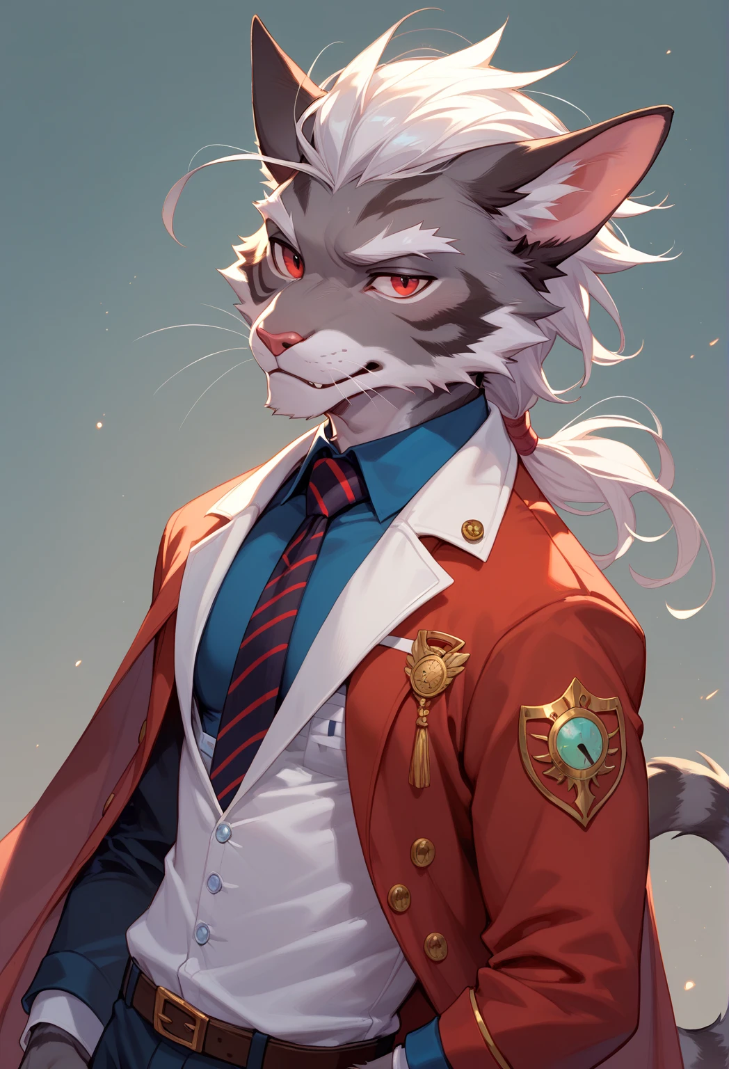 Cat in a suit of machine