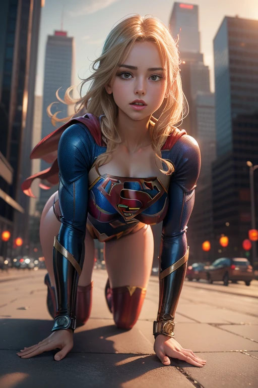 ((Melhor qualidade, best resolution, absurdo, obra-prima, ultra-detalhado,nsfw)) 1girl, Mulher americana bonita cabelo longo loira, 23 anos, corpo ampulheta,huge breasts, corpo definido , vestindo lingerie de renda:1.6 (( calcinha fio-dental e meia 7/8 cosplay de Supergirl)),nsfw