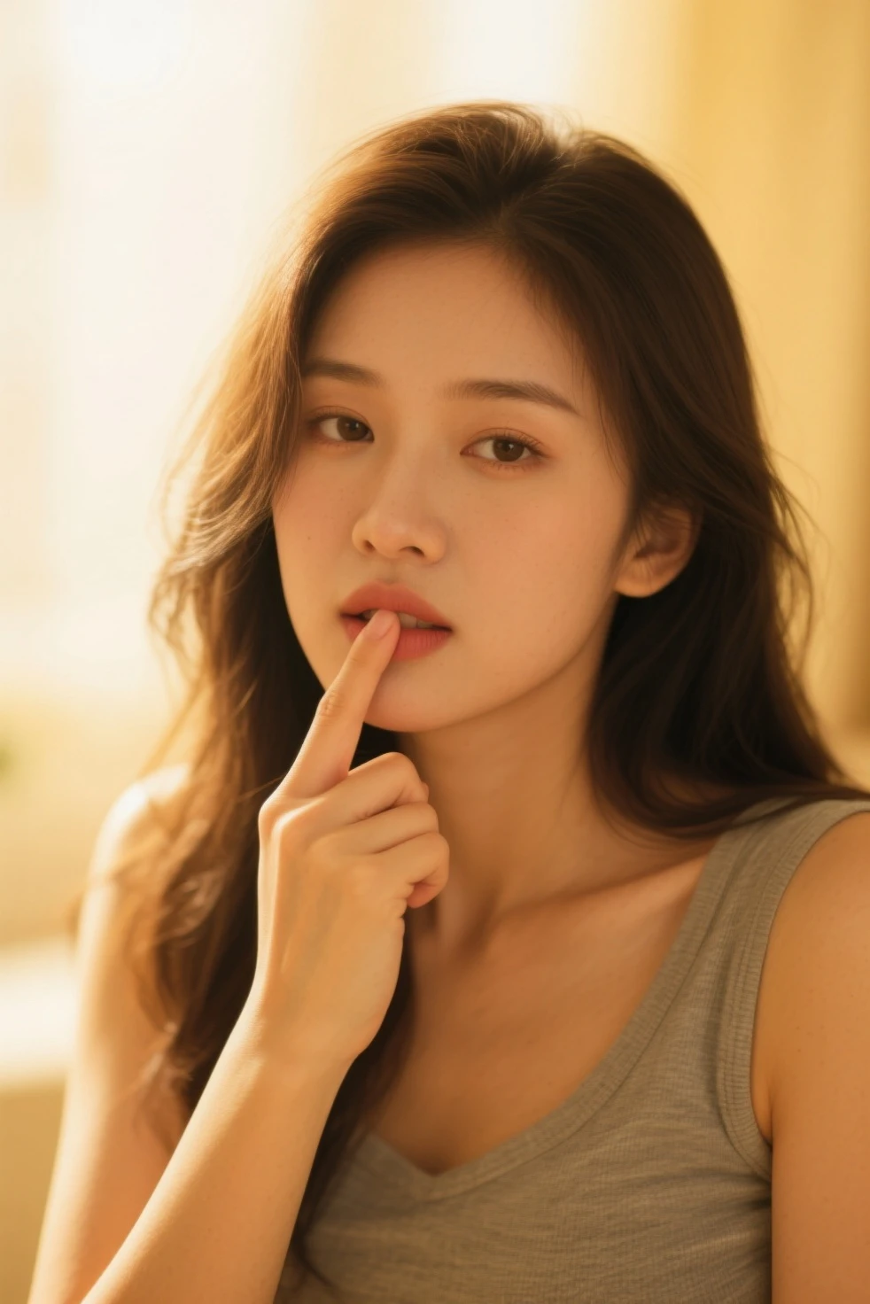 realism,(First job, High quality:1.2) ,As a matter of fact, RAW photography, Broad plan, ( hand signals), verbal invitation, With your mouth open, (It's enough to survive.), Condition the hair, Tie your hair, stick out your tongue