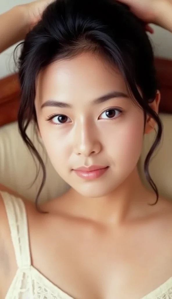 beautiful detailed girl, detailed face, detailed eyes, detailed lips, extremely detailed, hyper-realistic, 8k, official art, accurate anatomy, beautiful face, expressive eyes, looking at viewer, solo, close-up, breathtaking smile, 1 woman, mature woman, older woman, large breasts, mature female, maternal, wide hips, curvaceous, clavicle, lips, high resolution